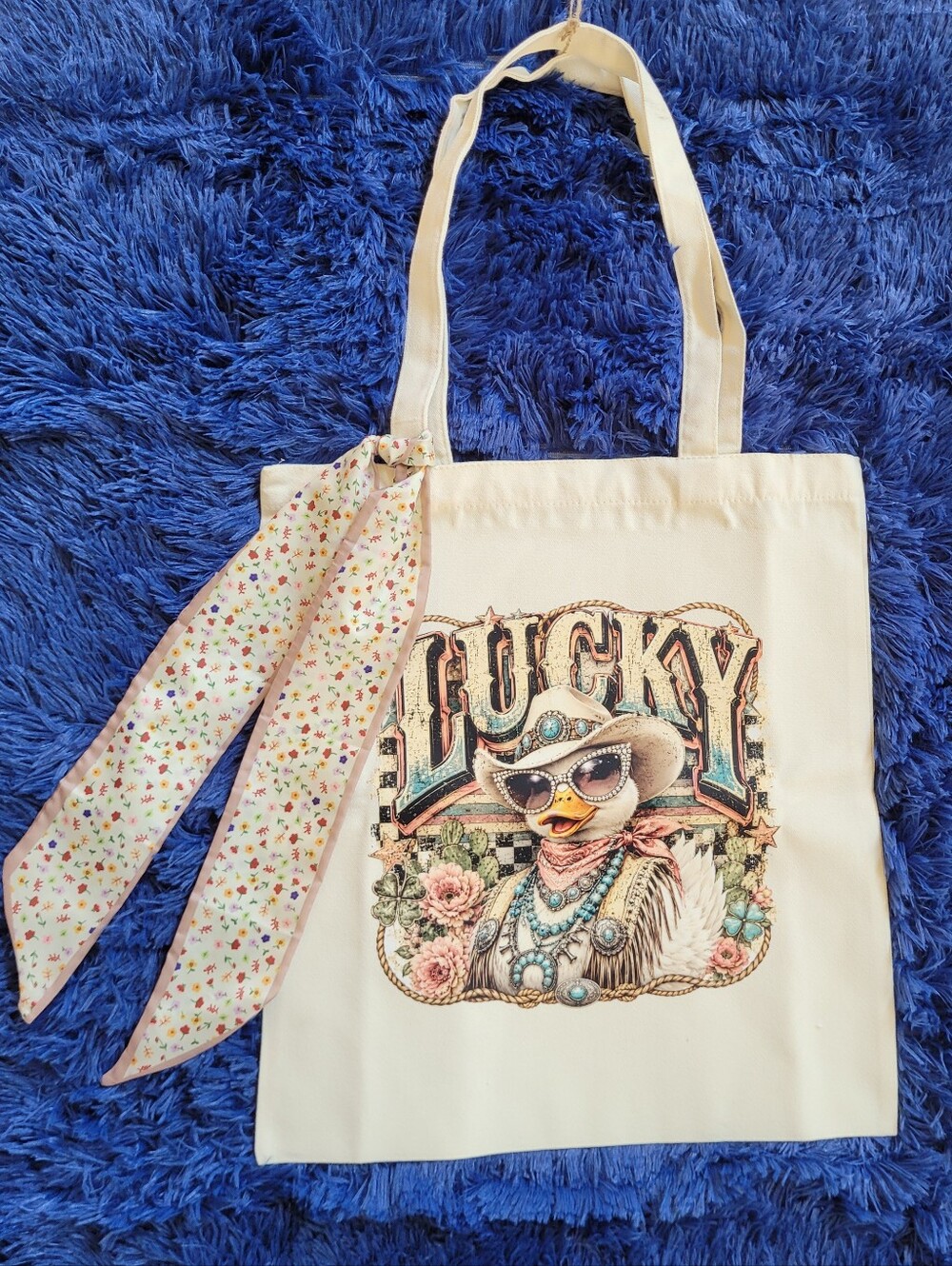 Custom Lucky Duck Canvas Tote Bag With Sash